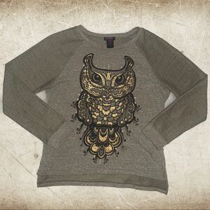 GUC Hybrid Golden Owl Long Sleeve Sweater, Size Women’s Large